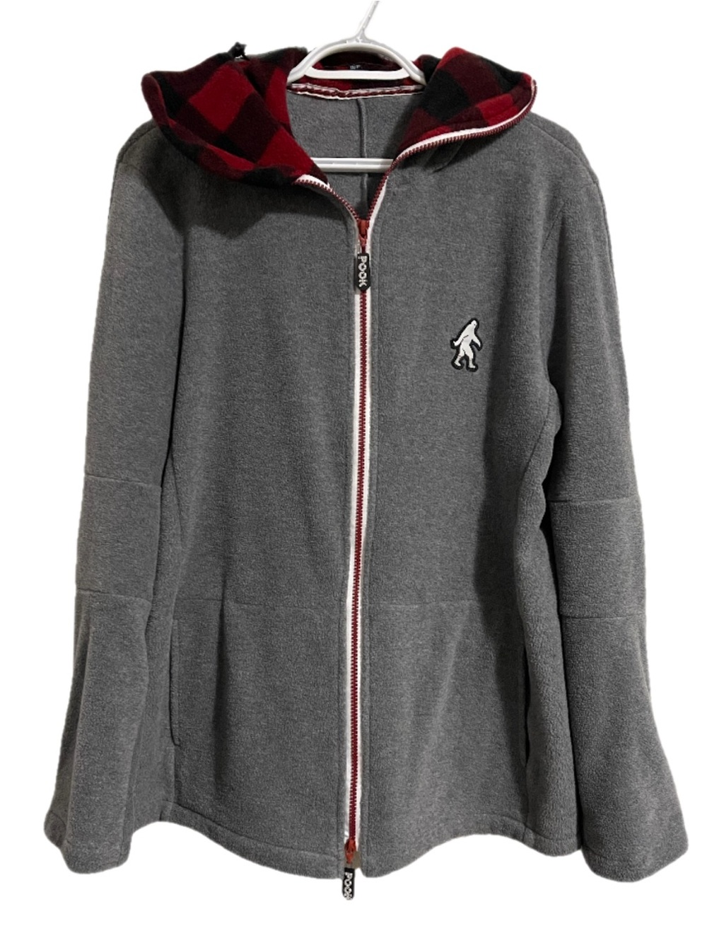 Pook Full-Zip Fleece with Red Plaid Hood Lining and Face Cover